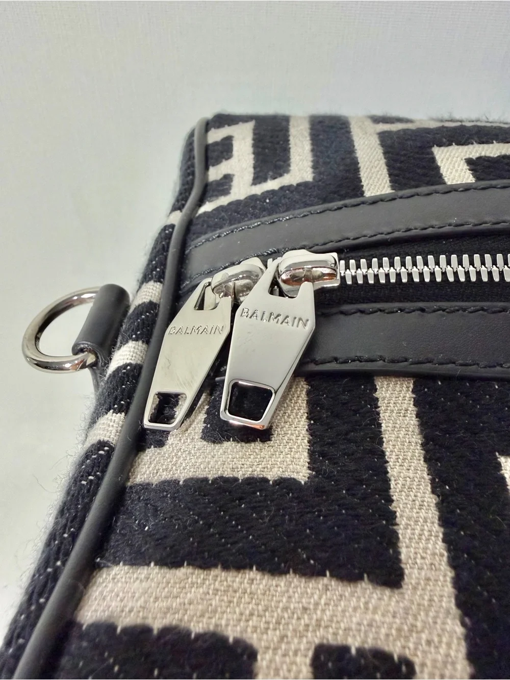 Balmain Black & Cream Logo Jacquard Duffel Bag